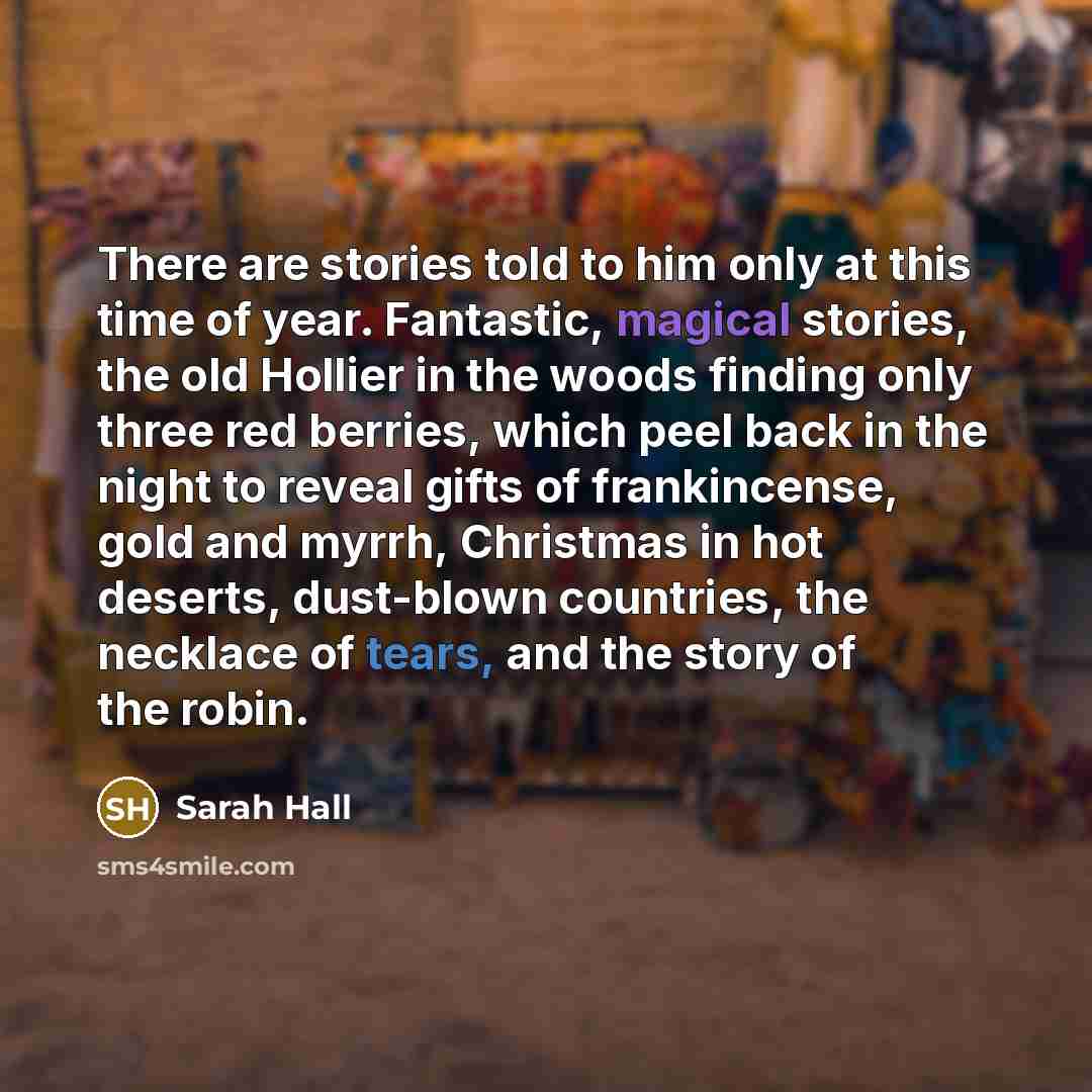 “There are stories told to him only at this time…” quote by Sarah Hall