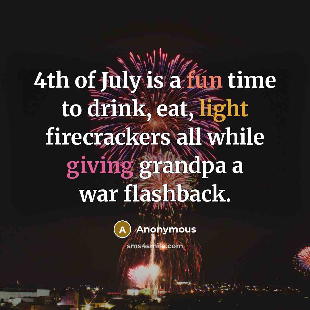 “4th of July is a fun time to drink, eat,…” quote by Anonymous