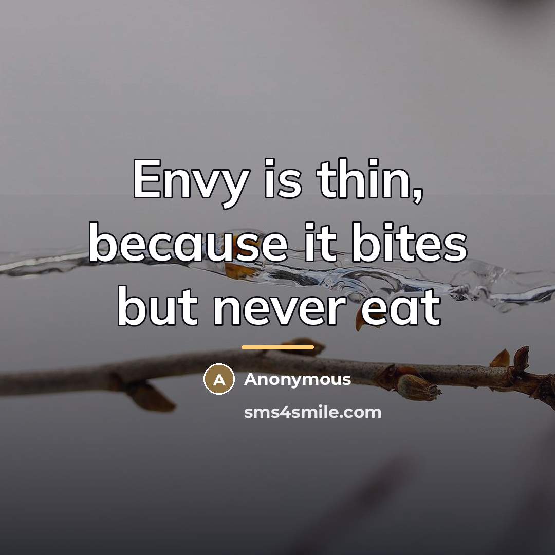 “Envy is thin, because it bites but never eat…” quote by Anonymous