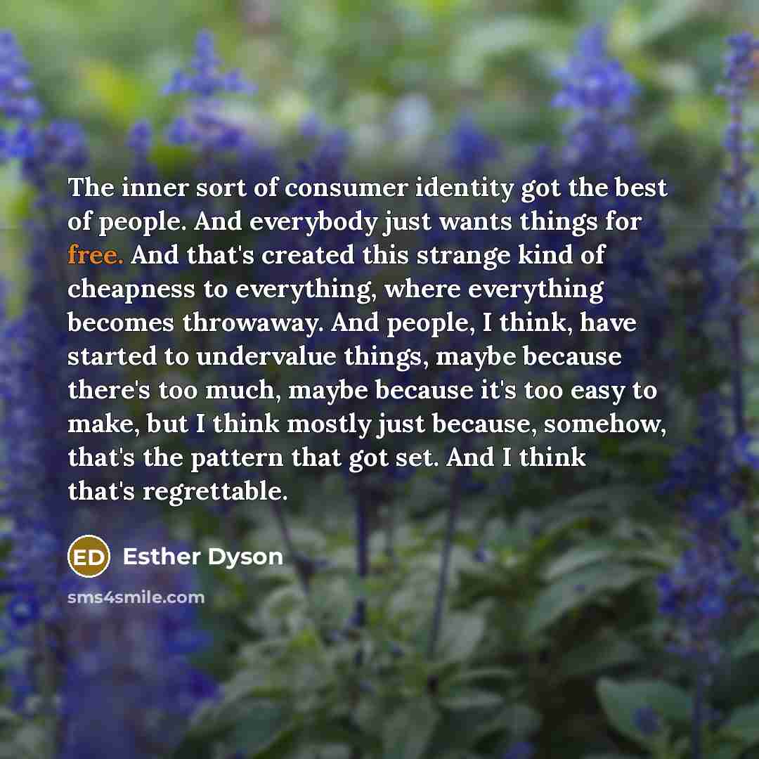 “The inner sort of consumer identity got the best of…” quote by Esther Dyson