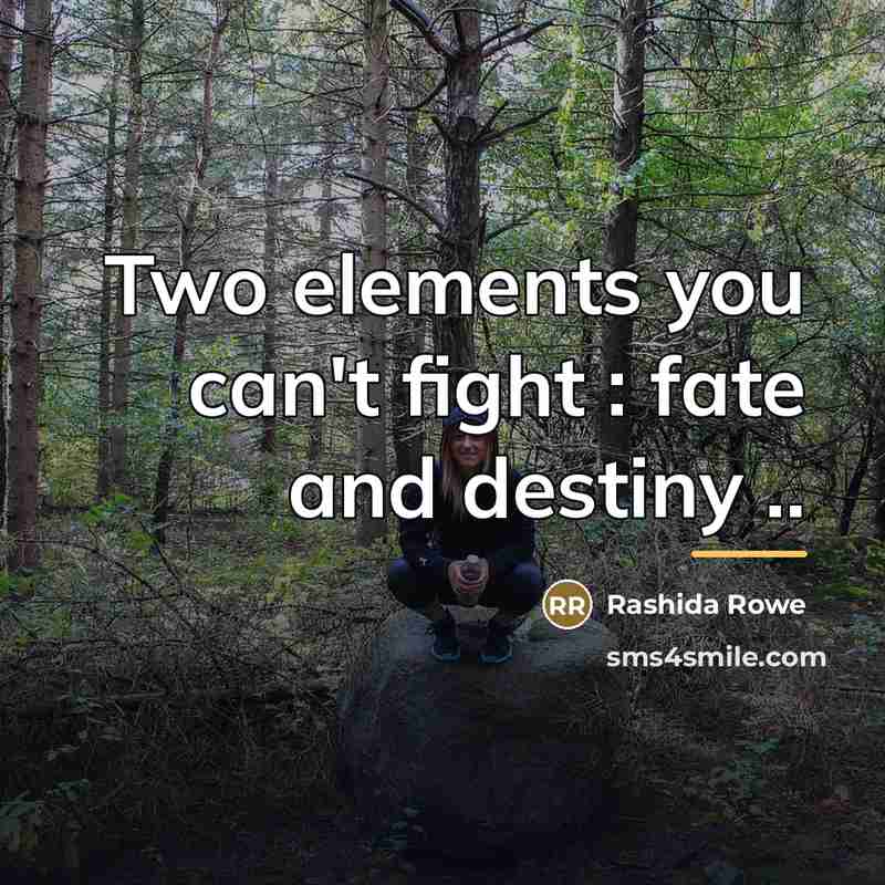 “Two elements you can't fight : fate and destiny ..…” quote by Rashida Rowe