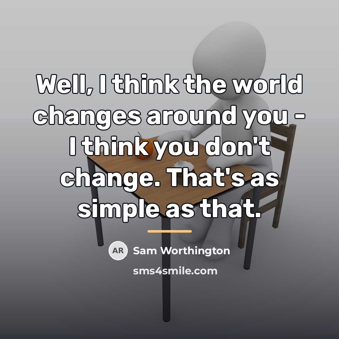 “Well, I think the world changes around you - I…” quote by Sam Worthington