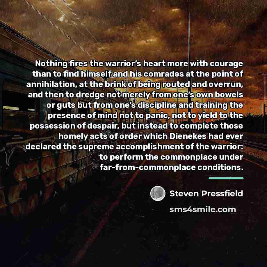 “Nothing fires the warrior’s heart more with courage than to…” quote by Steven Pressfield