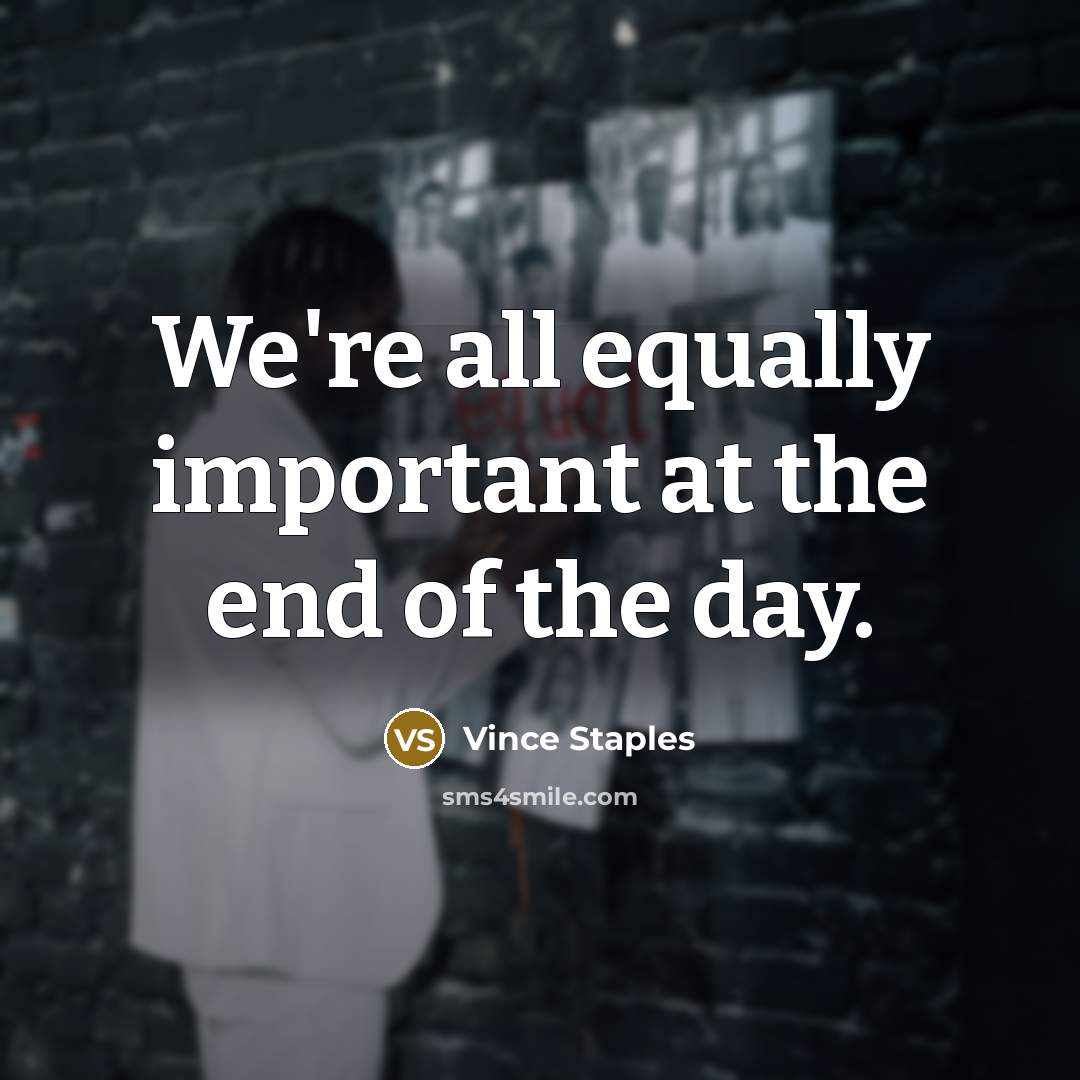 “We're all equally important at the end of the day.” quote by Vince Staples