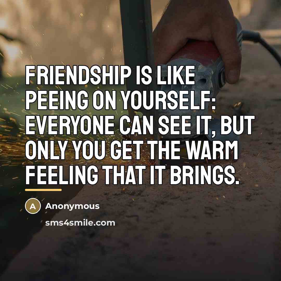 “Friendship is like peeing on yourself: everyone can see it,…” quote by Anonymous