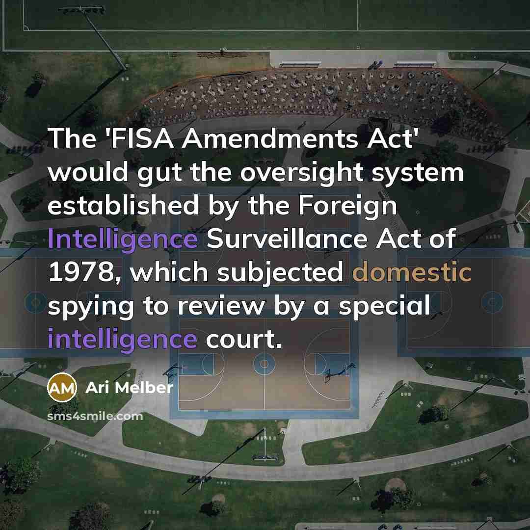 “The 'FISA Amendments Act' would gut the oversight system established…” quote by Ari Melber