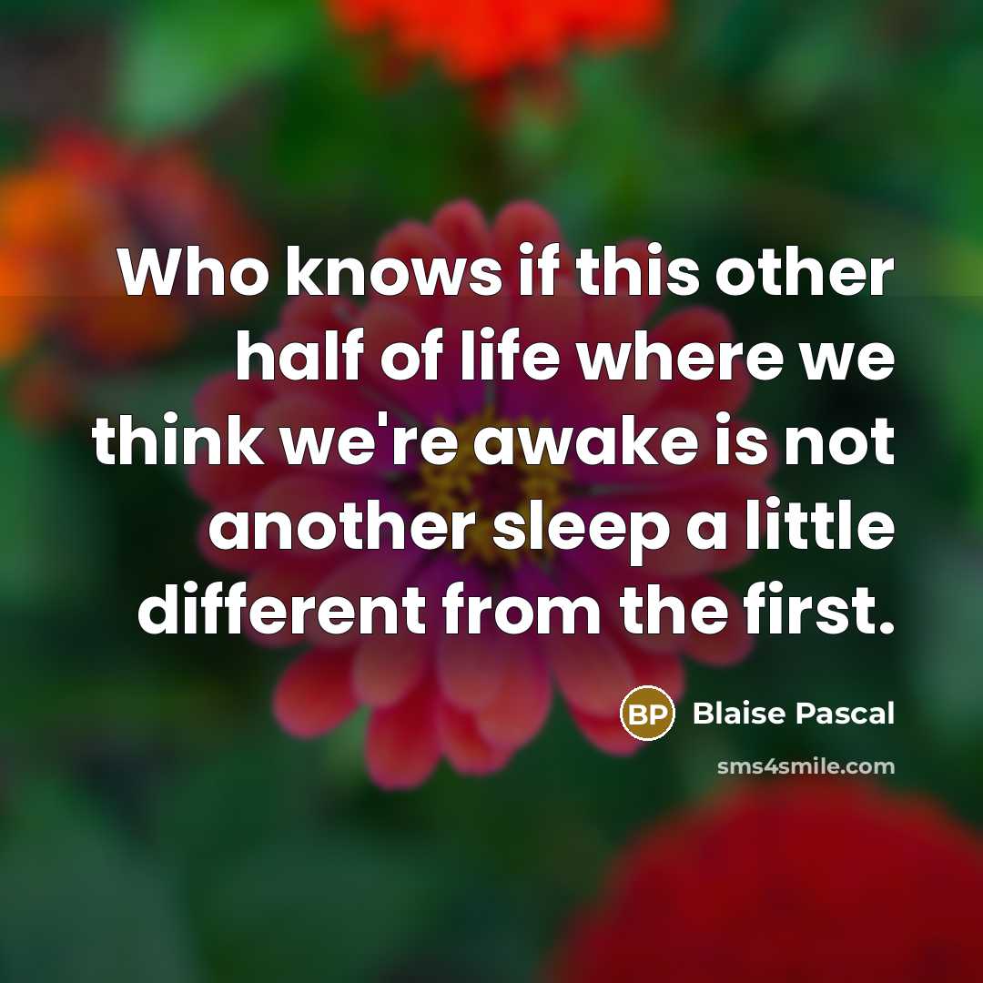 “Who knows if this other half of life where we…” quote by Blaise Pascal