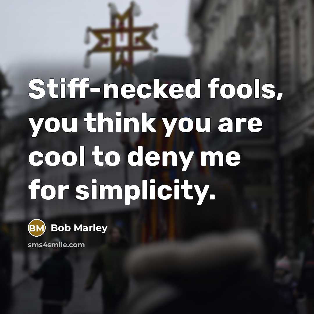 “Stiff-necked fools, you think you are cool to deny me…” quote by Bob Marley