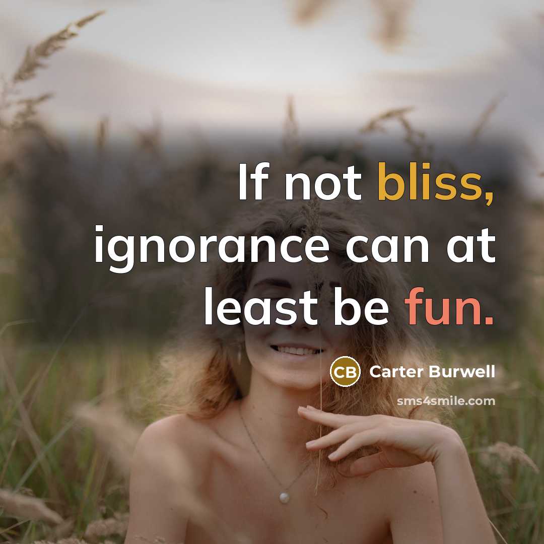 “If not bliss, ignorance can at least be fun.…” quote by Carter Burwell