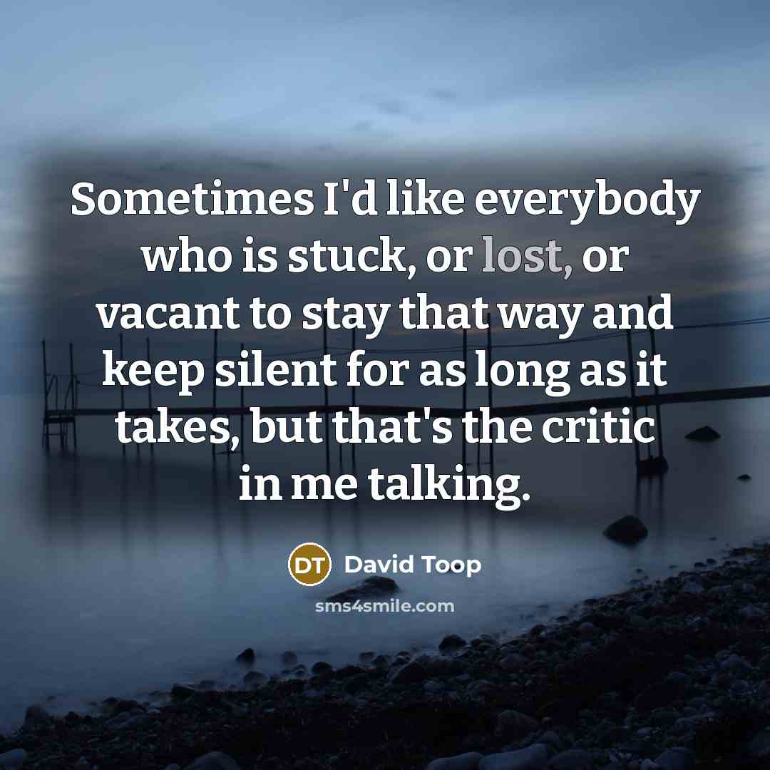 “Sometimes I'd like everybody who is stuck, or lost, or…” quote by David Toop