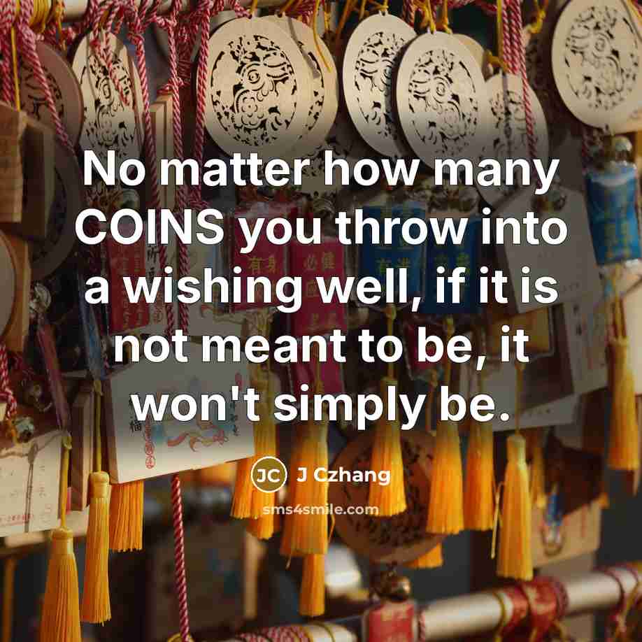 “No matter how many COINS you throw into a wishing…” quote by J Czhang