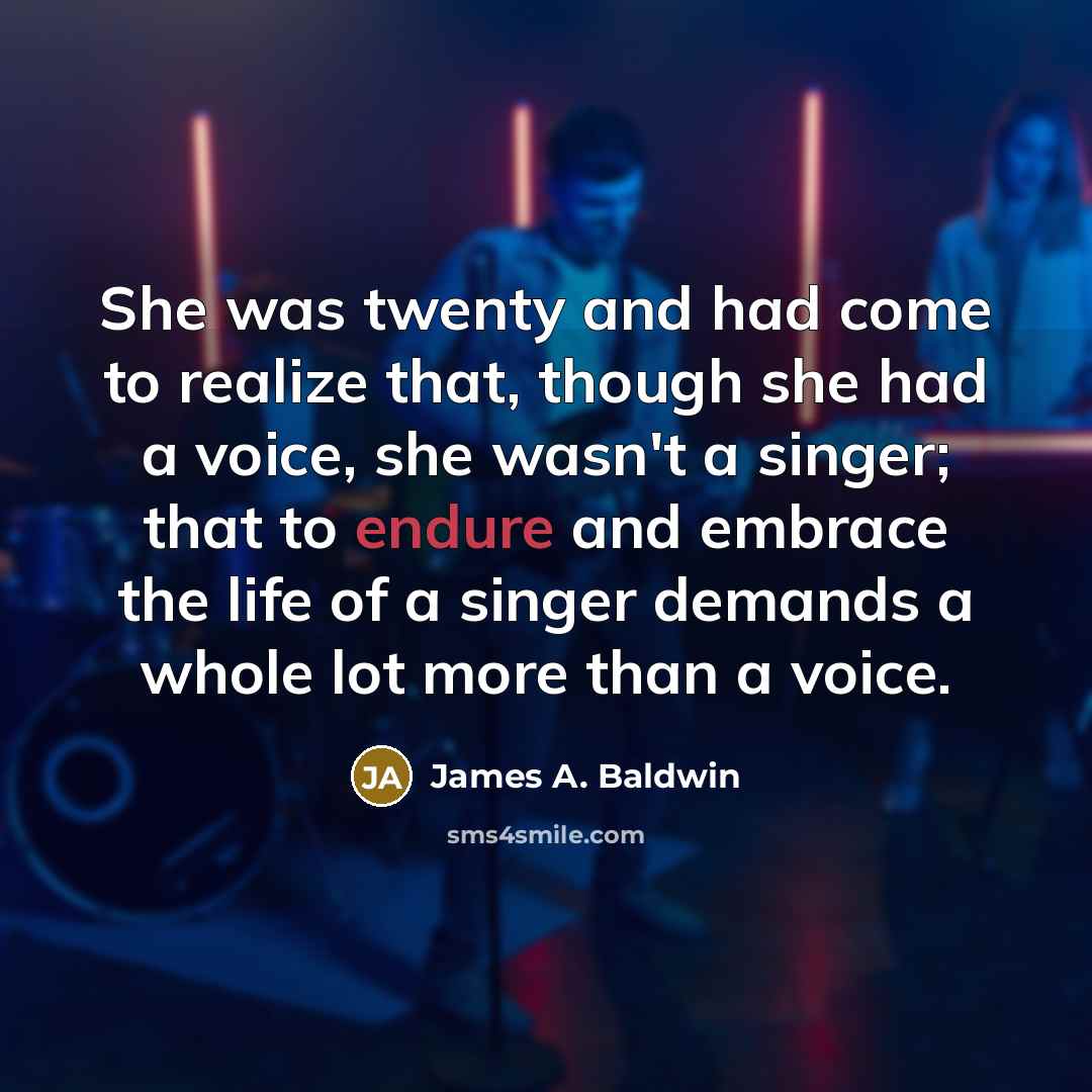 “She was twenty and had come to realize that, though…” quote by James A. Baldwin