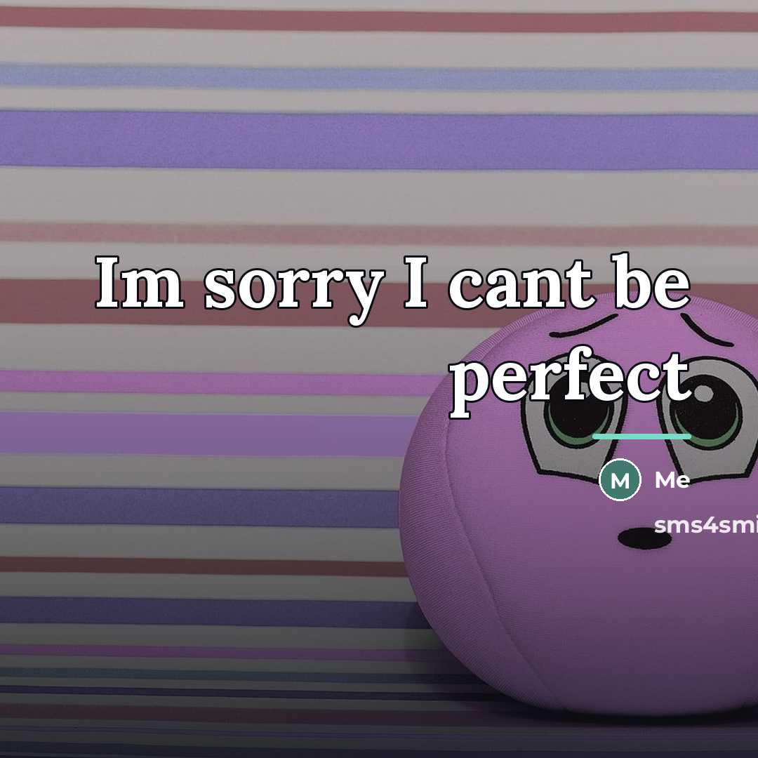 “Im sorry I cant be perfect…” quote by Me