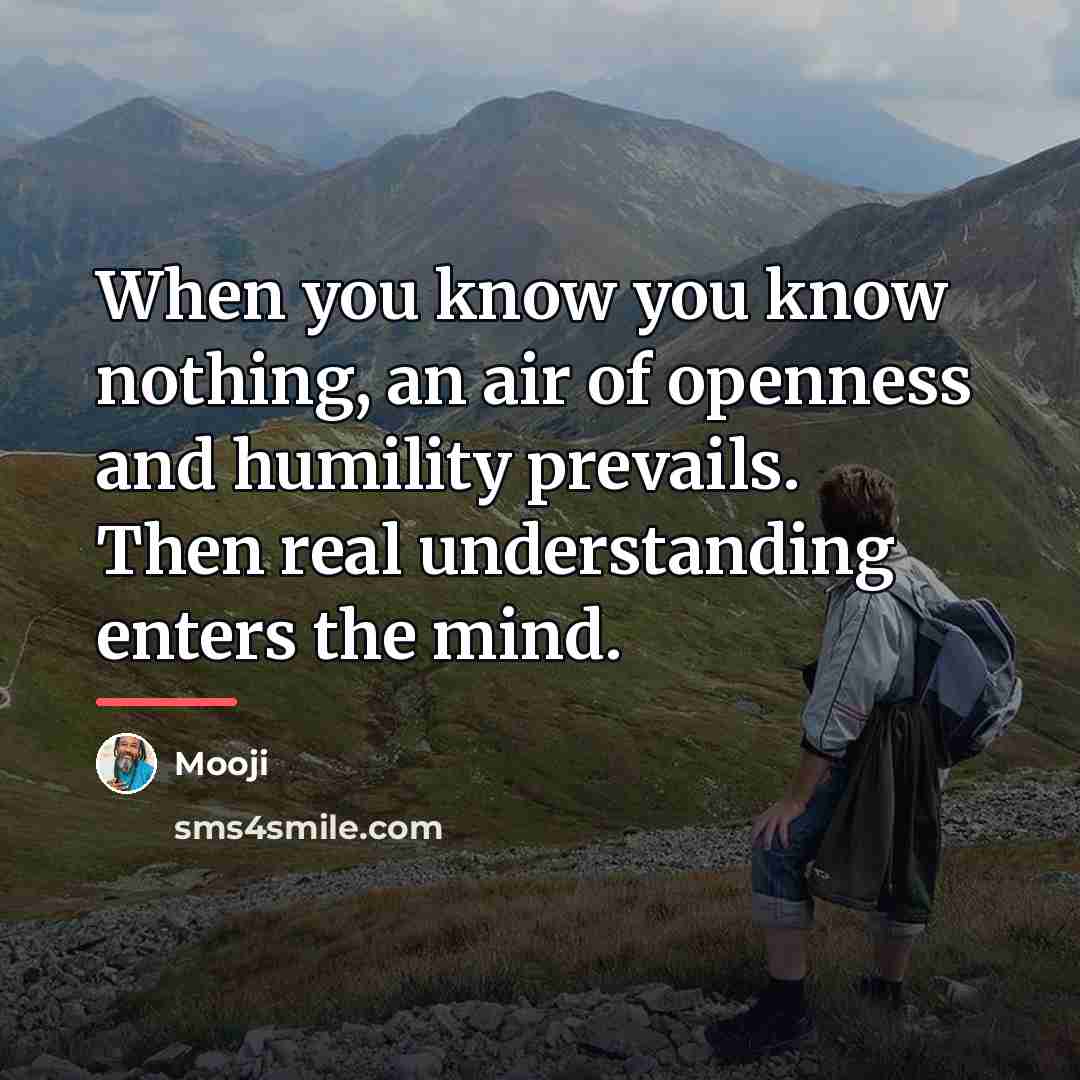 “When you know you know nothing, an air of openness…” quote by Mooji