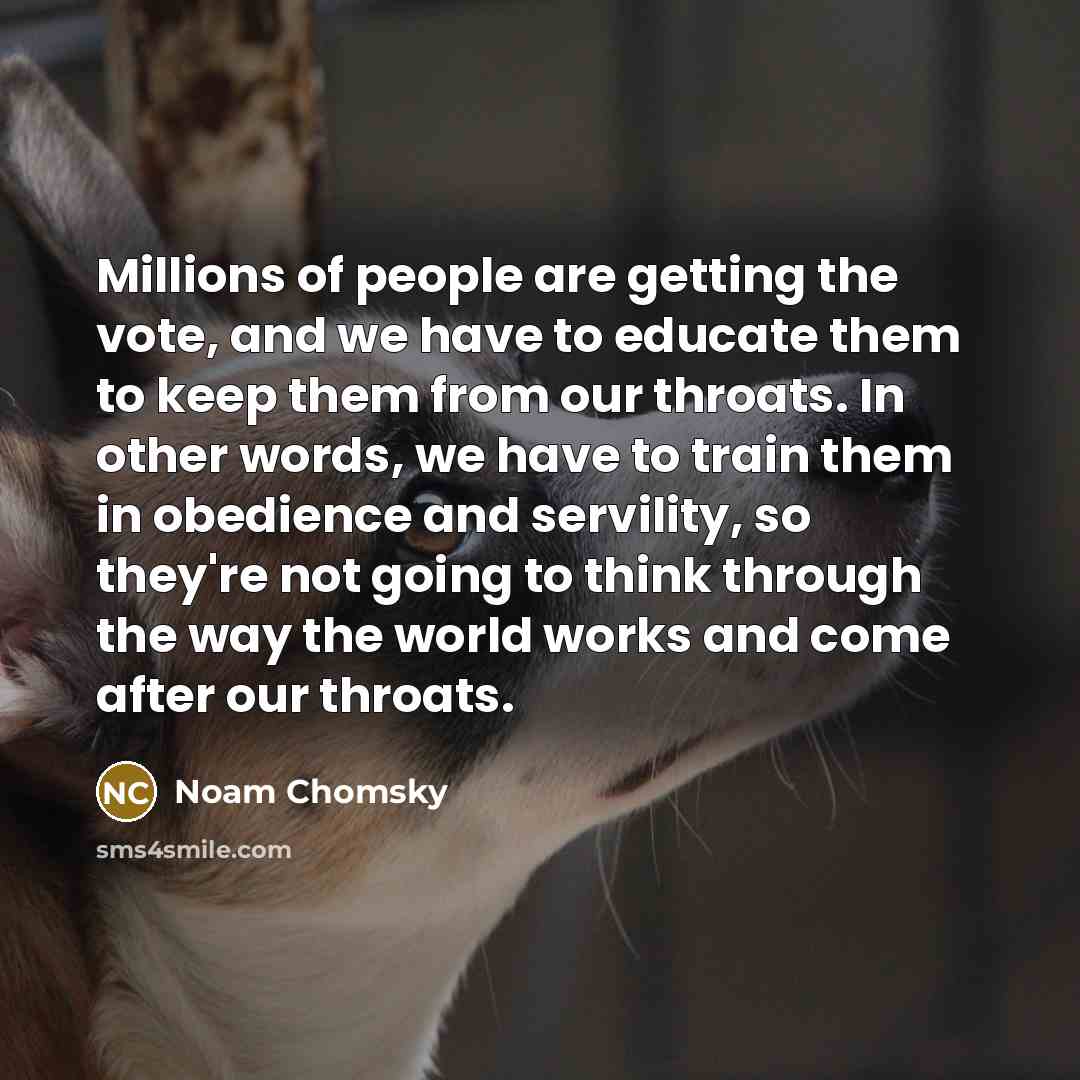 “Millions of people are getting the vote, and we have…” quote by Noam Chomsky