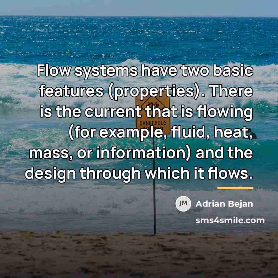 “Flow systems have two basic features (properties). There is the…” quote by Adrian Bejan