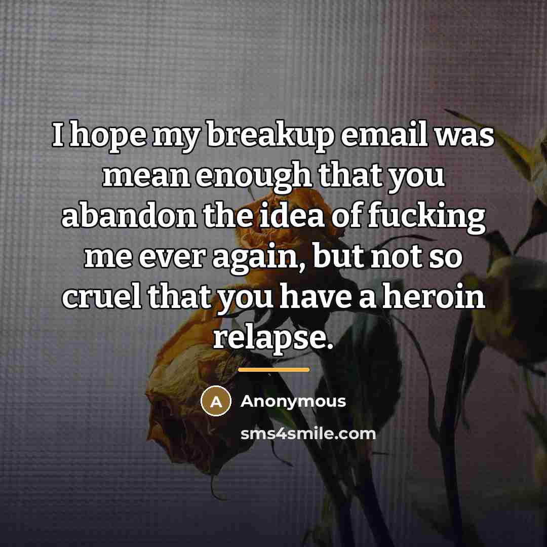 “I hope my breakup email was mean enough that you…” quote by Anonymous