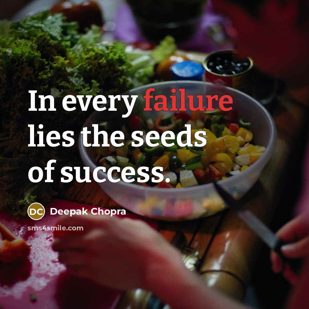 “In every failure lies the seeds of success.…” quote by Deepak Chopra