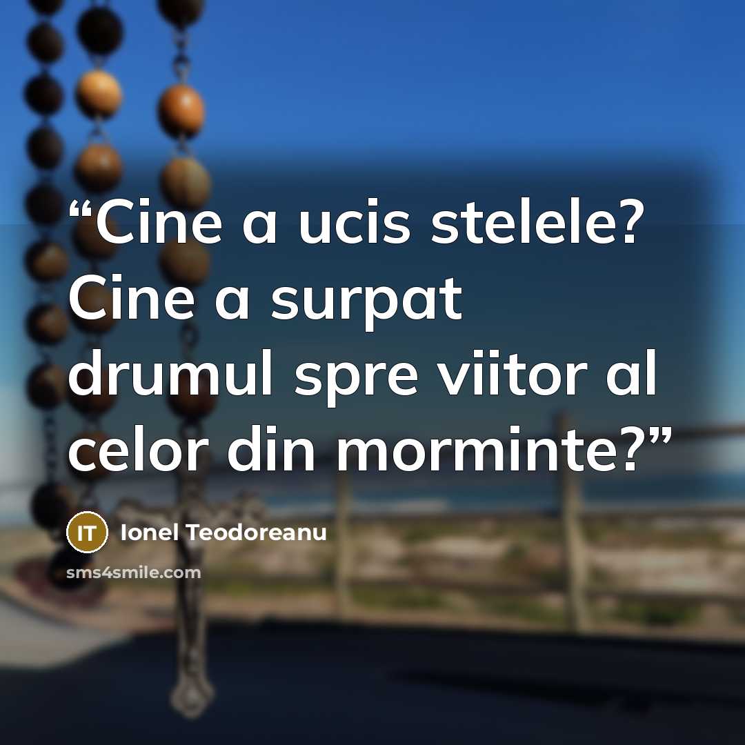 “Cine a ucis stelele? Cine a surpat drumul spre viitor al celor din morminte?” quote by Ionel Teodoreanu