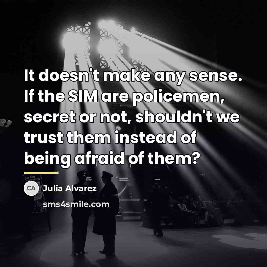 “It doesn't make any sense. If the SIM are policemen,…” quote by Julia Alvarez