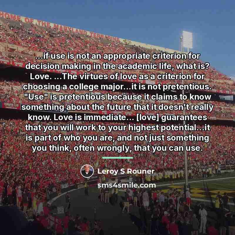 “...if use is not an appropriate criterion for decision making…” quote by Leroy S Rouner