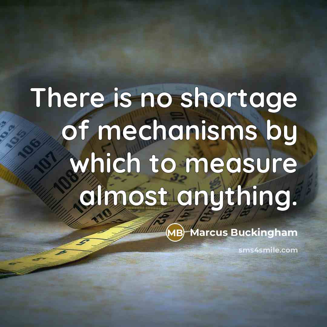 “There is no shortage of mechanisms by which to measure…” quote by Marcus Buckingham