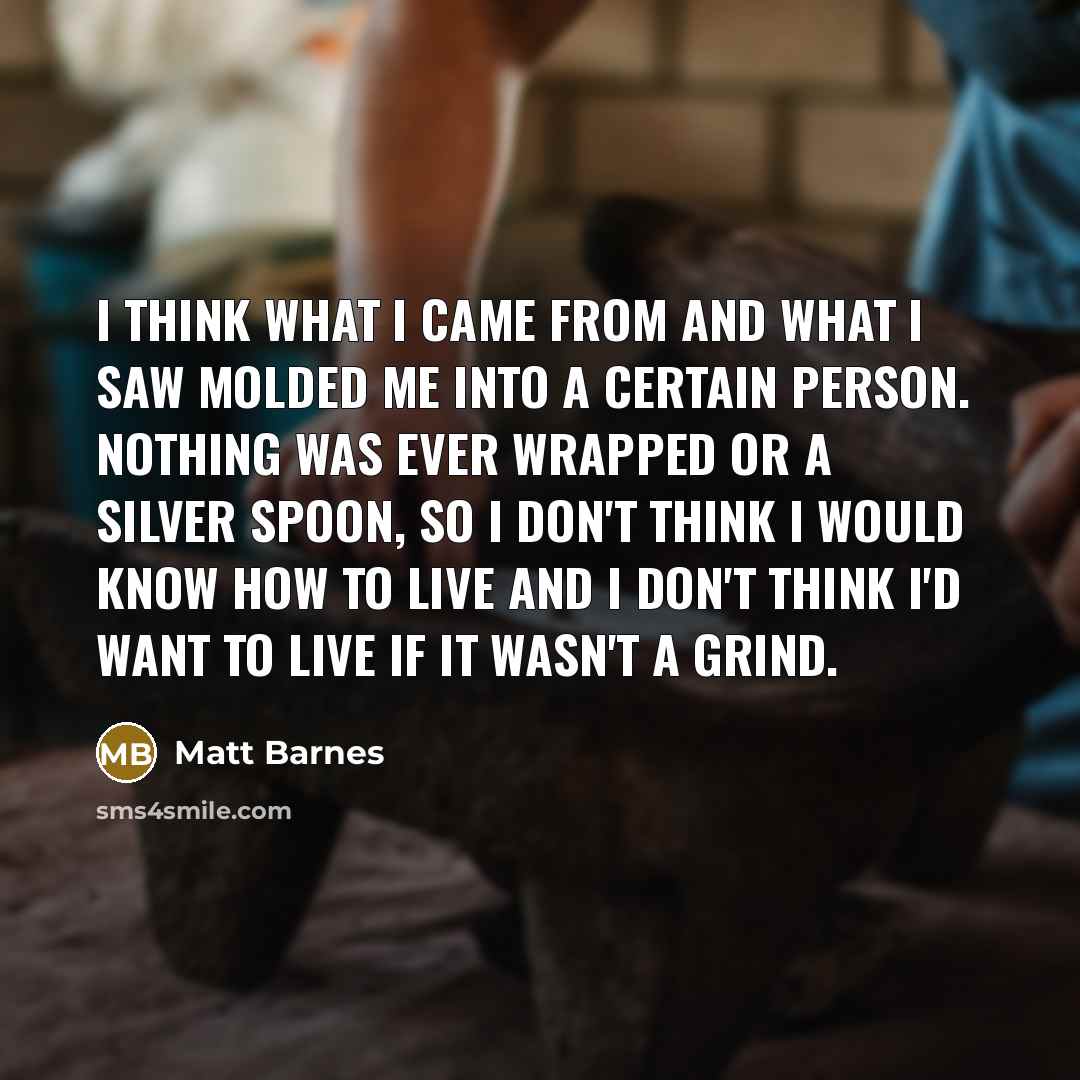 “I think what I came from and what I saw…” quote by Matt Barnes