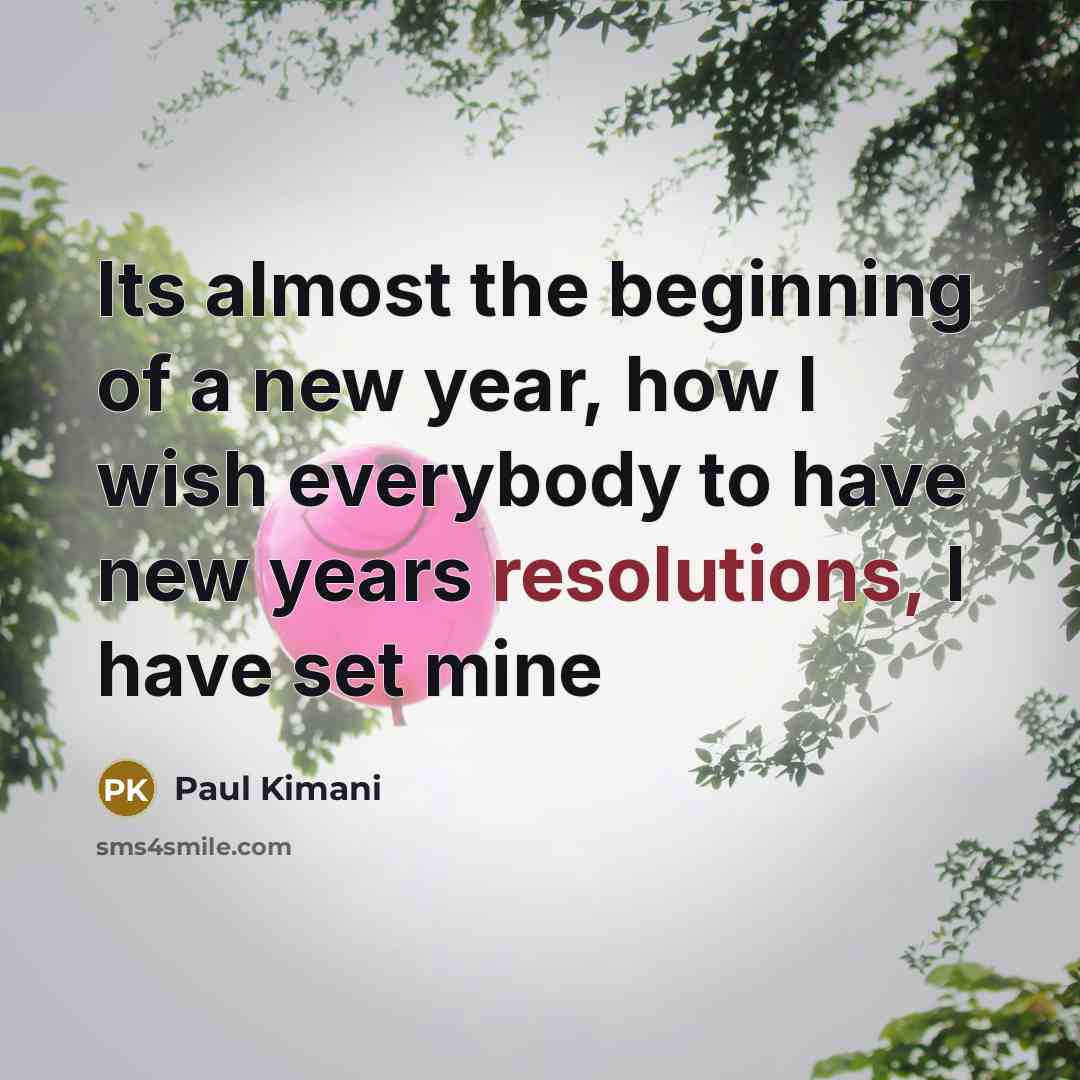 “Its almost the beginning of a new year, how I wish everybody to have new years resolutions, I have set mine” quote by Paul Kimani