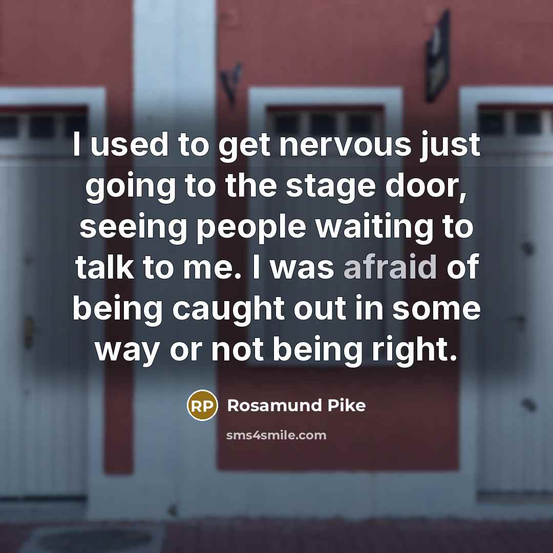“I used to get nervous just going to the stage…” quote by Rosamund Pike