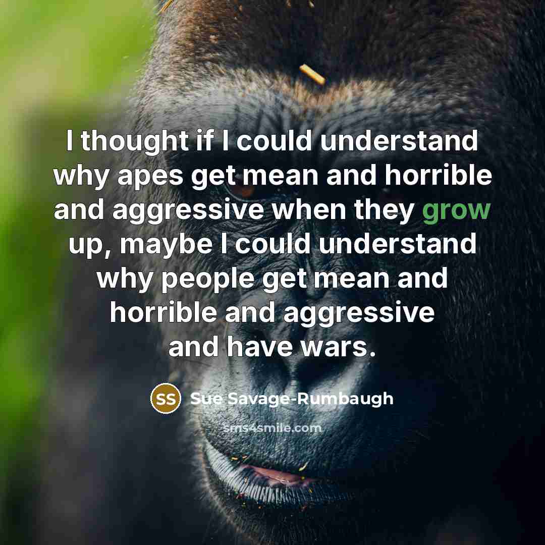“I thought if I could understand why apes get mean…” quote by Sue Savage-Rumbaugh
