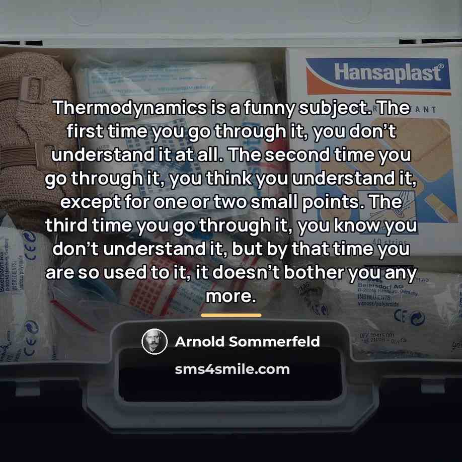“Thermodynamics is a funny subject. The first time you go…” quote by Arnold Sommerfeld