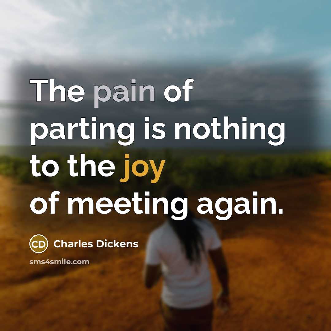 “The pain of parting is nothing to the joy of…” quote by Charles Dickens