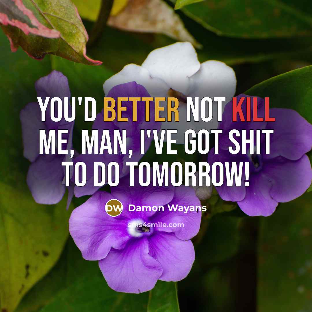 “You'd better not kill me, man, I've got shit to do tomorrow!” quote by Damon Wayans