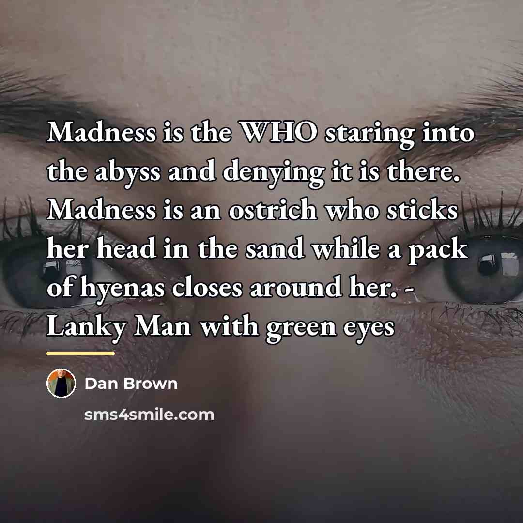 “Madness is the WHO staring into the abyss and denying…” quote by Dan Brown