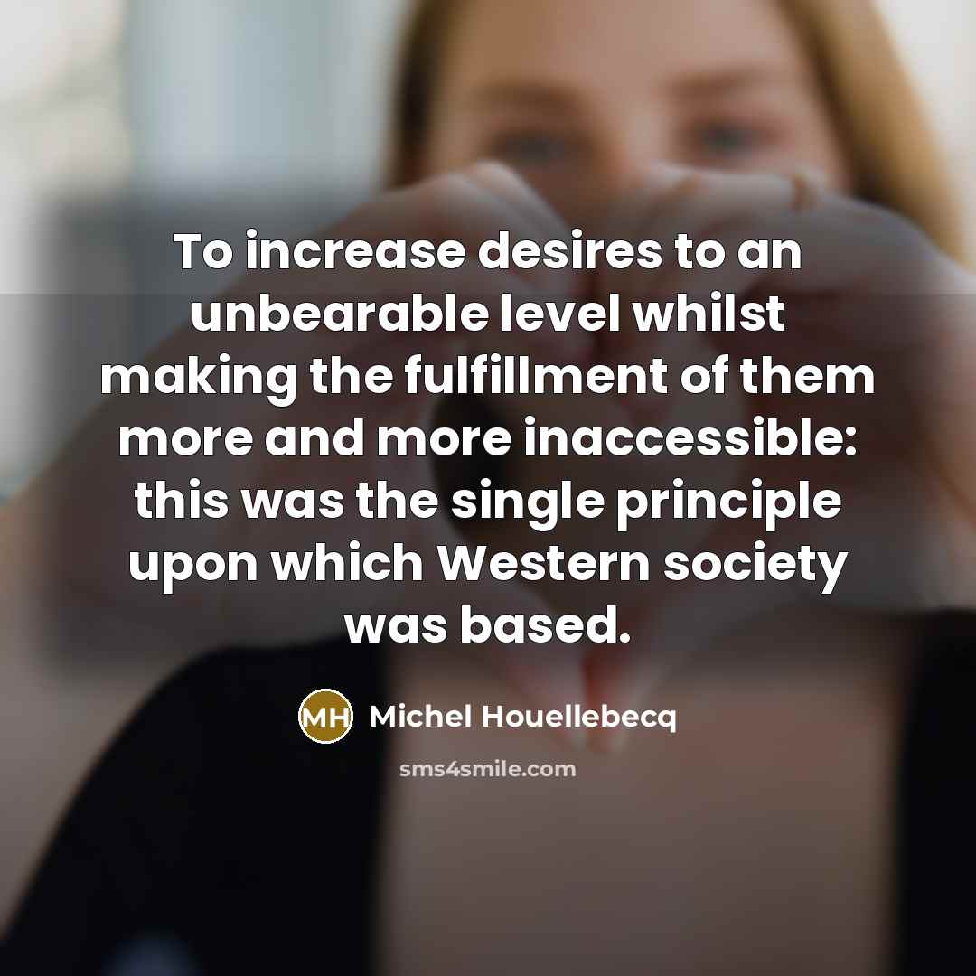 “To increase desires to an unbearable level whilst making the…” quote by Michel Houellebecq