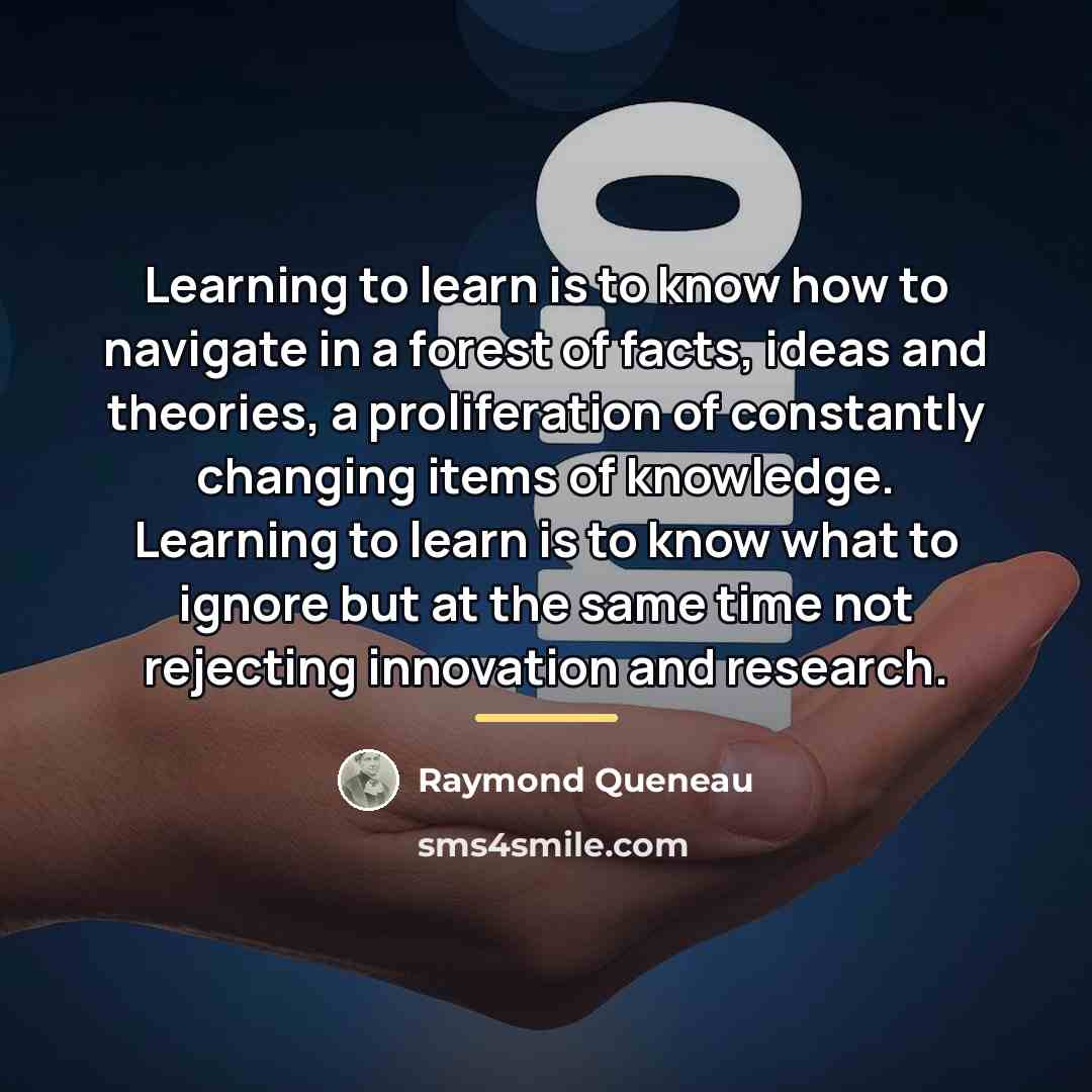“Learning to learn is to know how to navigate in…” quote by Raymond Queneau