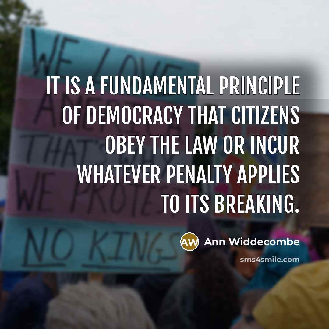 “It is a fundamental principle of democracy that citizens obey…” quote by Ann Widdecombe