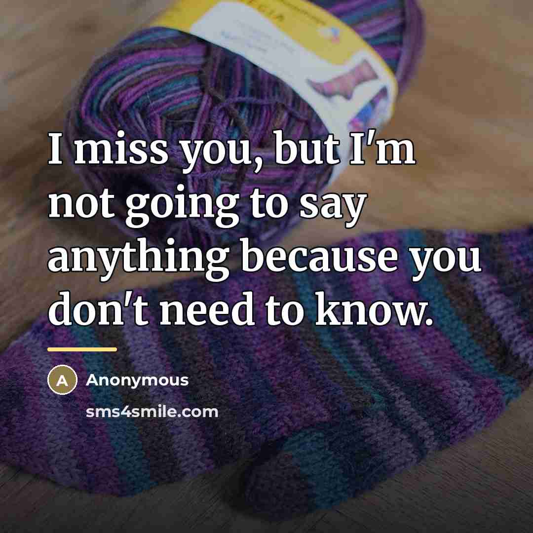 “I miss you, but I'm not going to say anything…” quote by Anonymous
