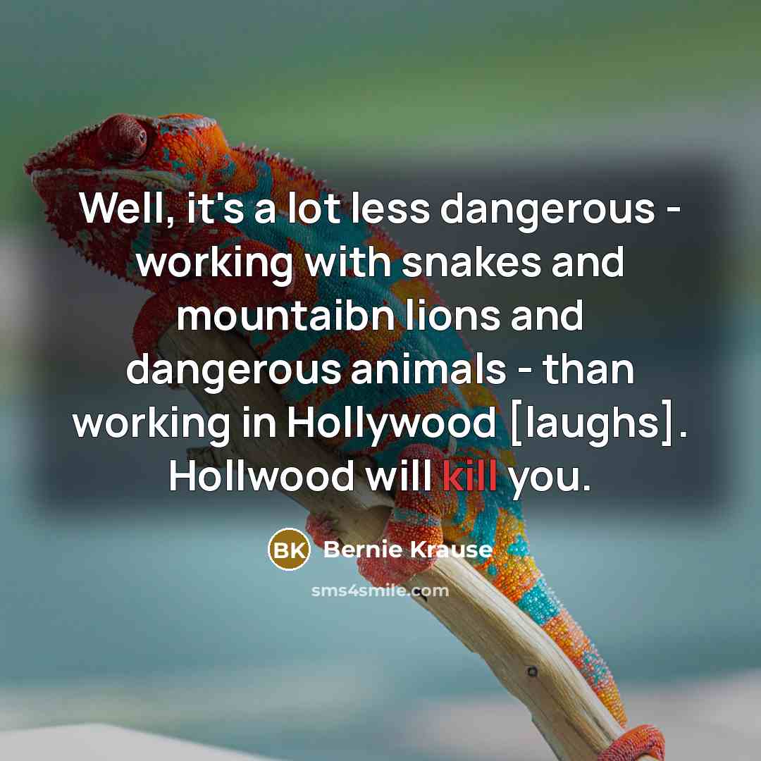“Well, it's a lot less dangerous - working with snakes…” quote by Bernie Krause