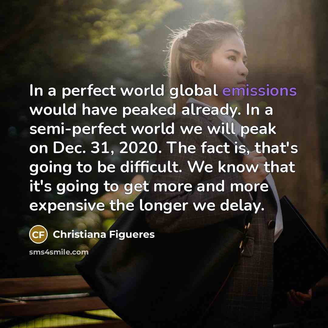 “In a perfect world global emissions would have peaked already.…” quote by Christiana Figueres