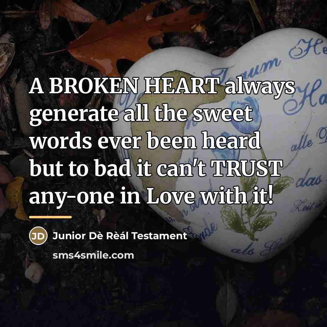 “A BROKEN HEART always generate all the sweet words ever…” quote by Junior Dè Rèál Testament