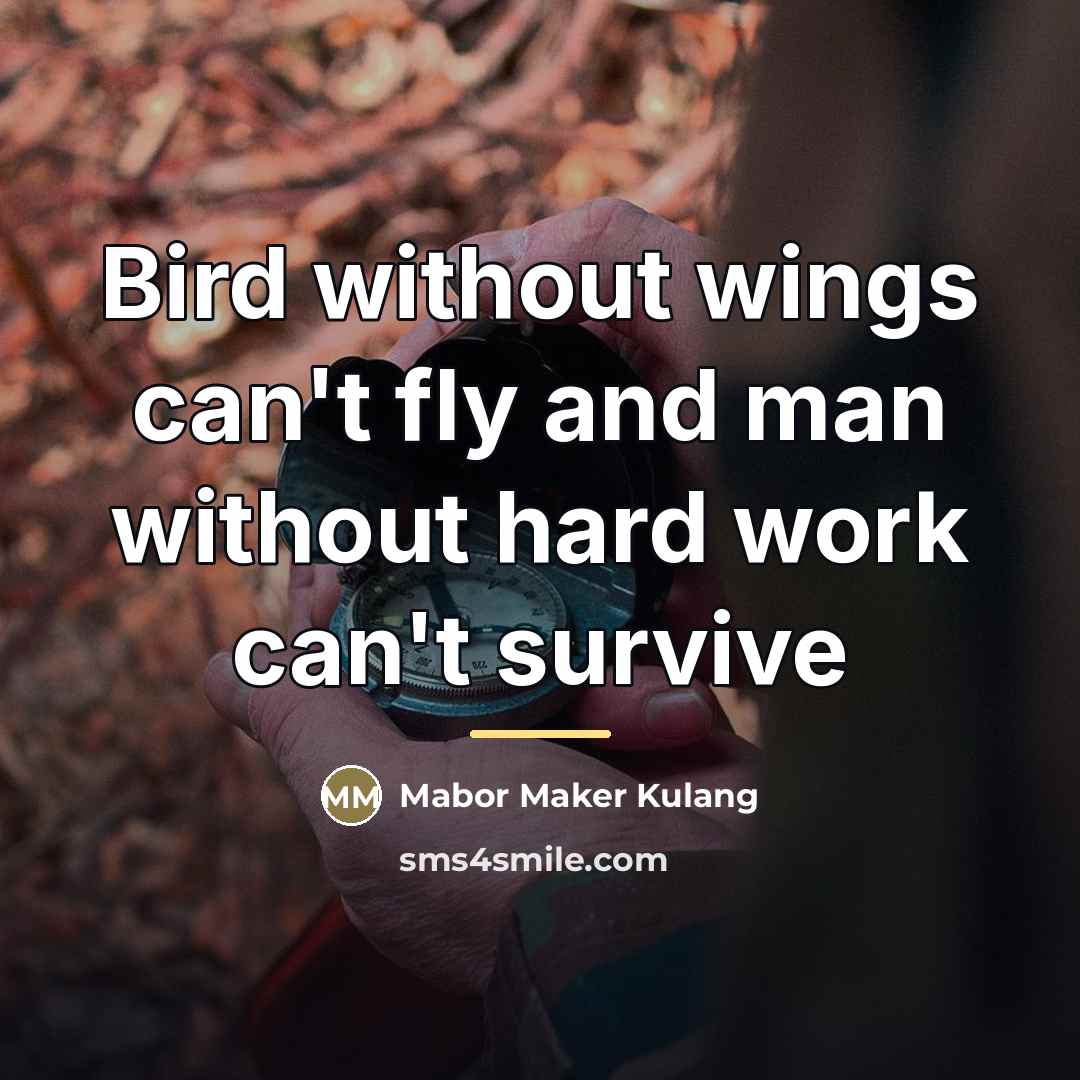“Bird without wings can't fly and man without hard work…” quote by Mabor Maker Kulang