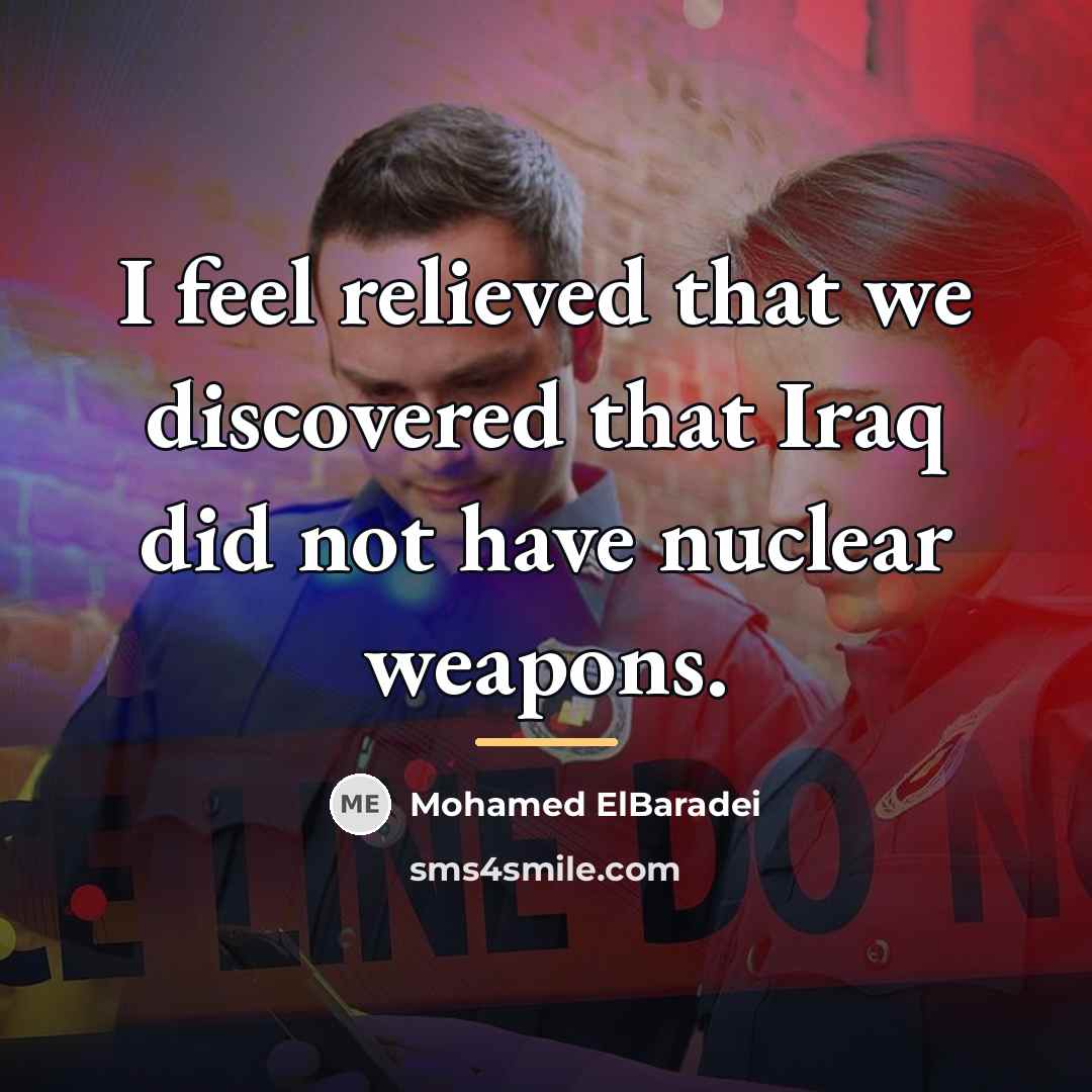 “I feel relieved that we discovered that Iraq did not…” quote by Mohamed ElBaradei