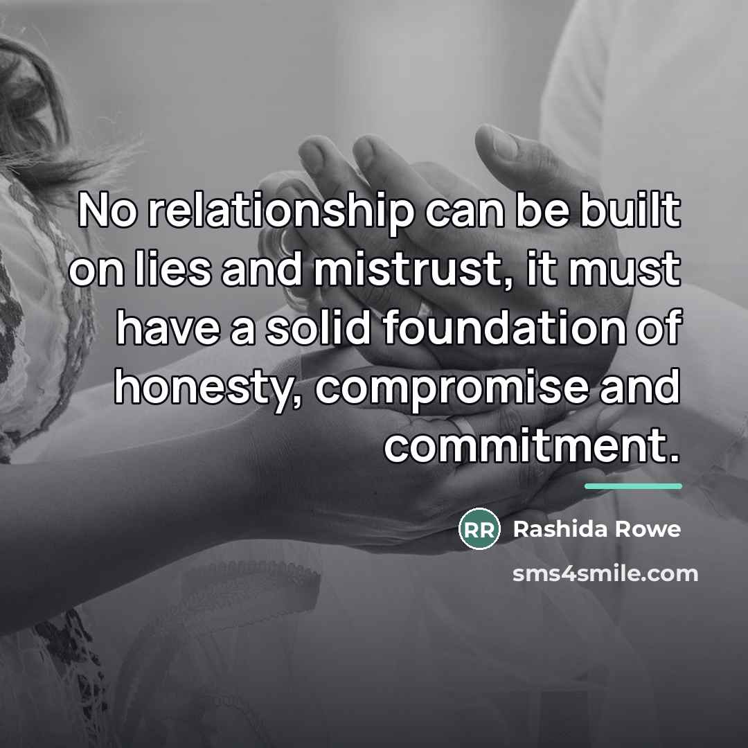 “No relationship can be built on lies and mistrust, it…” quote by Rashida Rowe