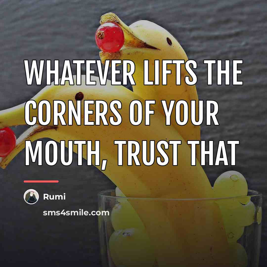 “Whatever lifts the corners of your mouth, trust that…” quote by Rumi