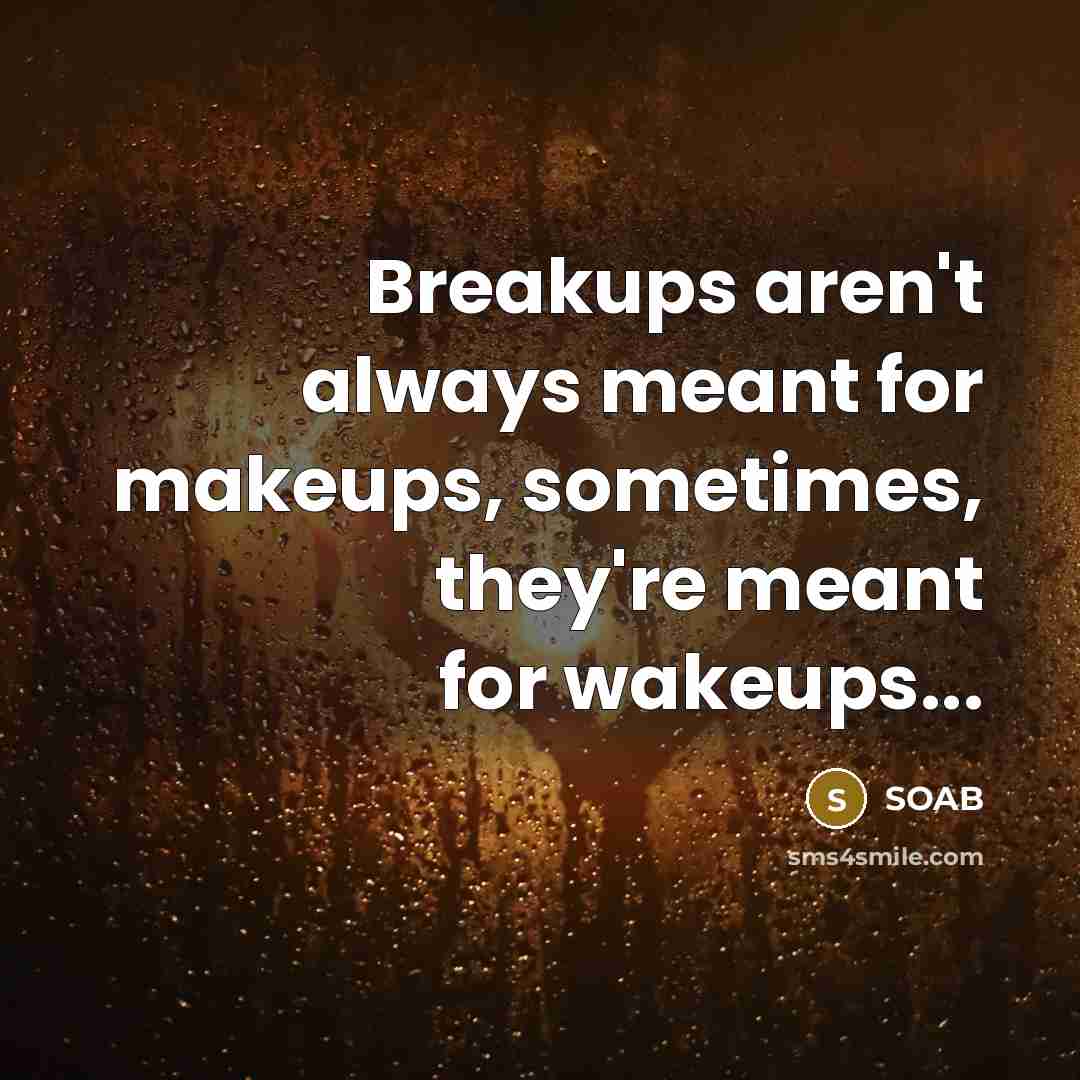 “Breakups aren't always meant for makeups, sometimes, they're meant for…” quote by SOAB