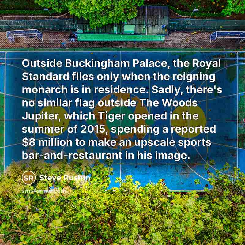 “Outside Buckingham Palace, the Royal Standard flies only when the…” quote by Steve Rushin