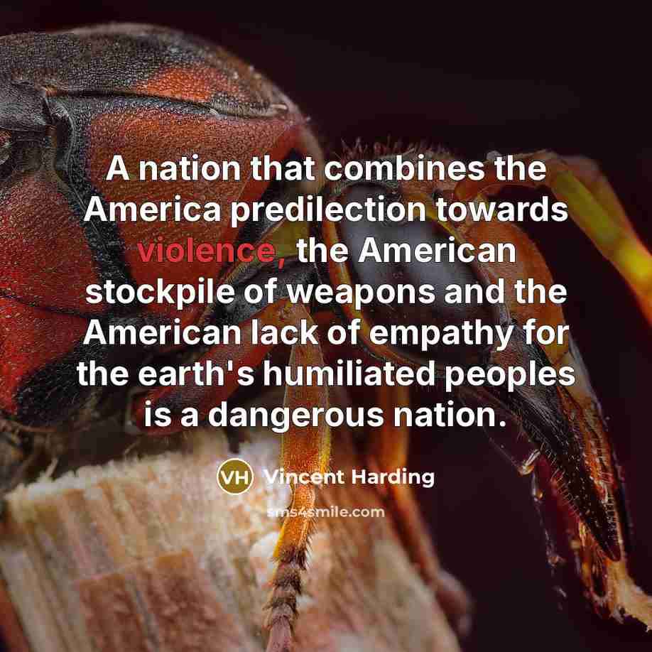 “A nation that combines the America predilection towards violence, the…” quote by Vincent Harding