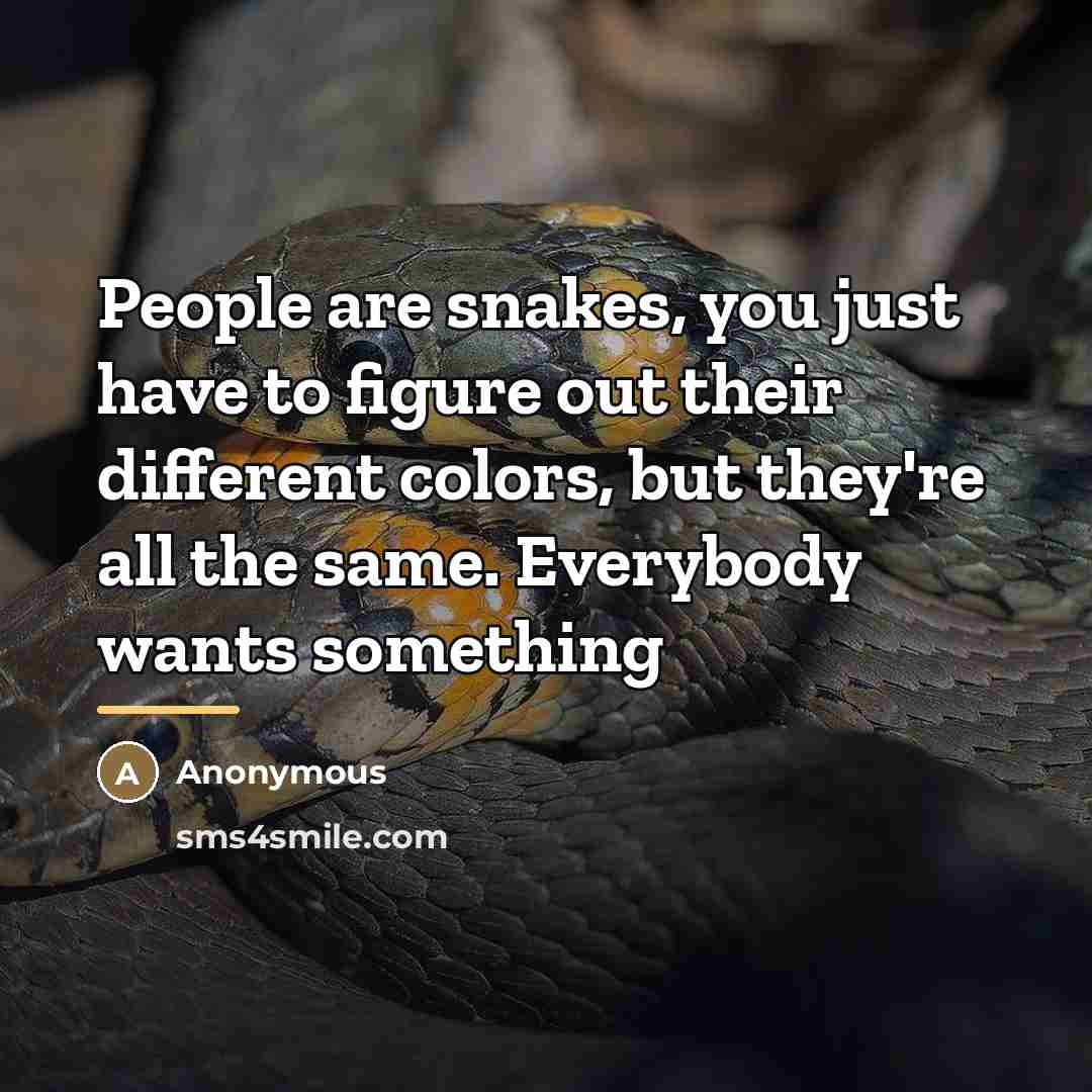 “People are snakes, you just have to figure out their…” quote by Anonymous