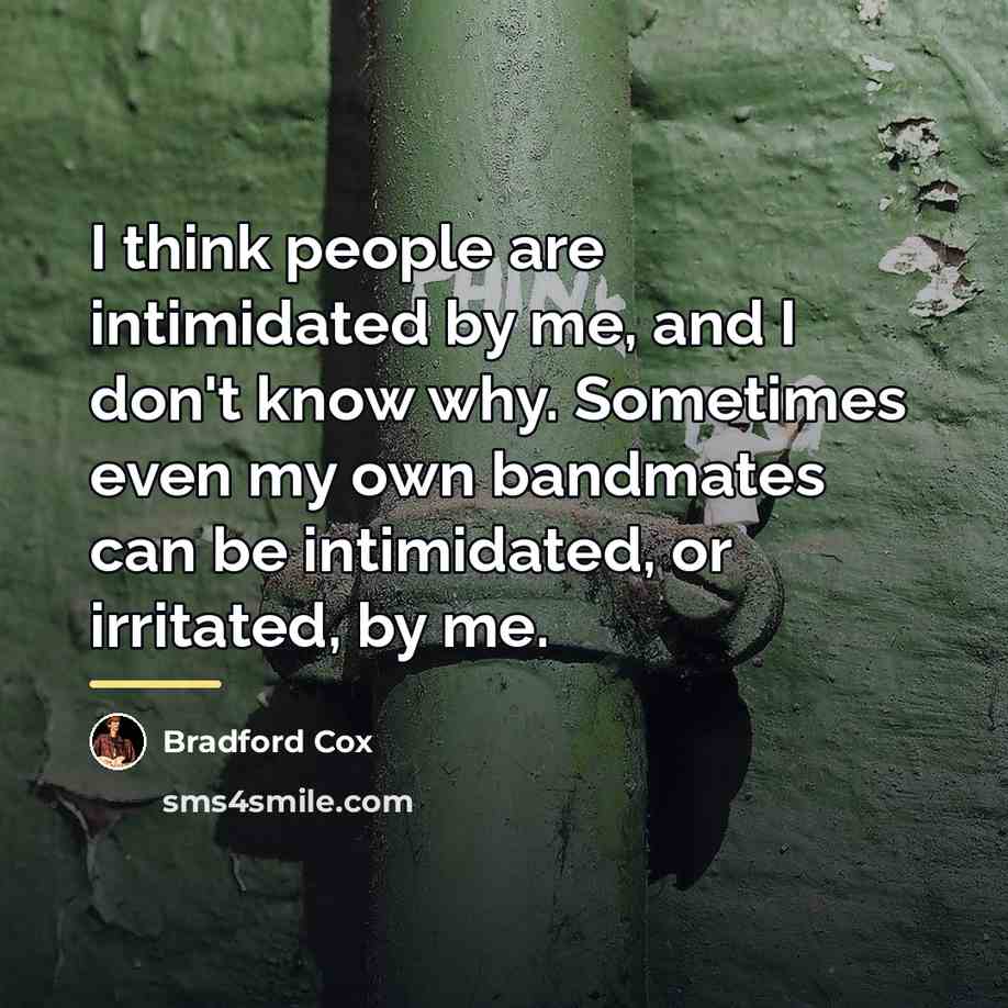 “I think people are intimidated by me, and I don't…” quote by Bradford Cox